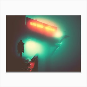 Foggy Cyberpunk Night Canvas Print