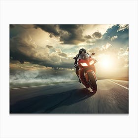 Motorcycle Rider On The Road 7 Canvas Print
