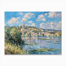 Serenity On The Lakeshore Painting Inspired By Paul Cezanne Canvas Print