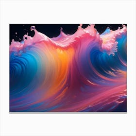 Abstract Waves Of Vibrant Colors, Simulating Liquid Paint Flowing And Swirling Canvas Print