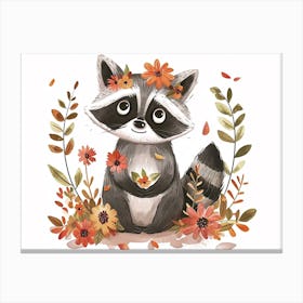 Little Floral Raccoon 2 Canvas Print
