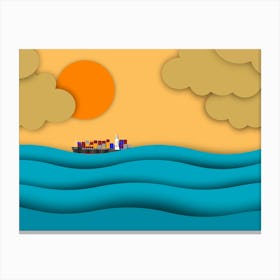 Ship In The Sea Canvas Print