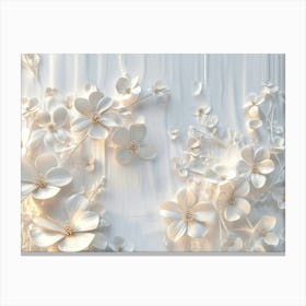 White Flowers On A Wall 1 Canvas Print