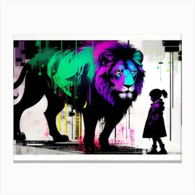 Lion And Girl Canvas Print