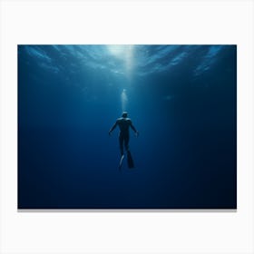 freediving In The Ocean Canvas Print