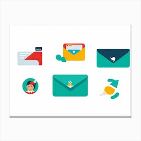 Business Communication Icons Flat Design Minimalistic For Web And Applications Include Envelope (1) Canvas Print