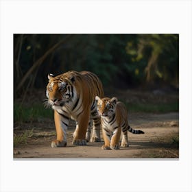 Tiger And Cub Canvas Print