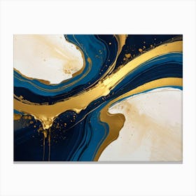 Gold And Blue Abstract Painting 4 Canvas Print