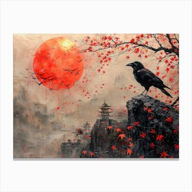 Crow On A Rock Canvas Print