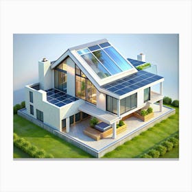 Modern House With Solar Panels Canvas Print