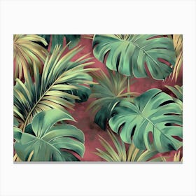 Tropical Seamless Pattern With Exotic Flowers And Leaves 8 Canvas Print