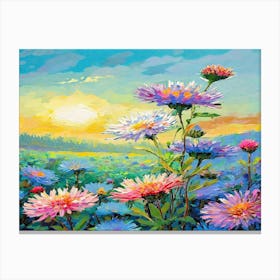 Sunset Flowers Canvas Print