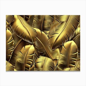 Golden Seamless Pattern with Shiny Banana Leaves 1 Canvas Print