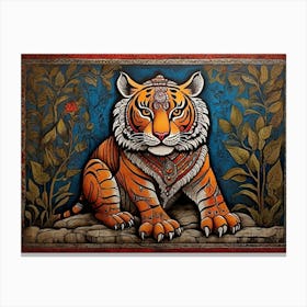 Default Traditional Madhubani Style Painting Of A Tiger On A T 0 (2) Canvas Print