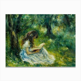 Girl Reading A Book 1 Canvas Print