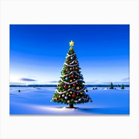 3d Animation Style Christmas Tree On North Pole 3 Canvas Print