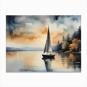 Sailboat Painting Lake House (17) Canvas Print