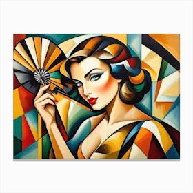 Lady with Fan for Fanning Canvas Print