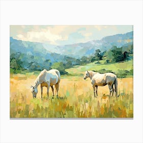 Horses Painting In Blue Ridge Mountains Virginia, Usa, Landscape 2 Canvas Print