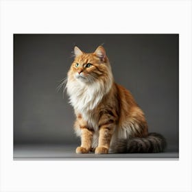 Cat On A Grey Background Canvas Print