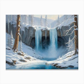 Frozen Twin Falls Canvas Print