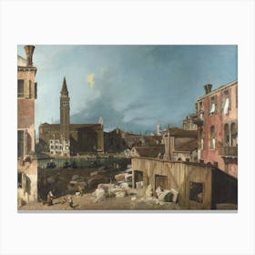 The Stonemasons Yard, Canaletto Canvas Print