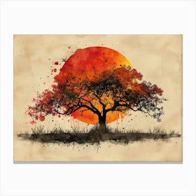 Tree At Sunset Canvas Print