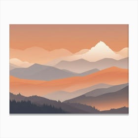Misty mountains horizontal background in orange tone Canvas Print