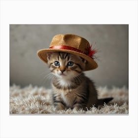 Kitten In A Hat 1 Canvas Print