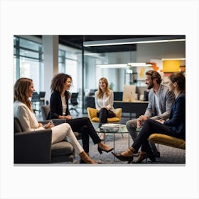 Energetic Team Of Adults Multi Cultural Melting Together In A Well Designed Modern Office Space B (3) Canvas Print