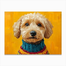 Labradoodle Wearing Sweater Canvas Print