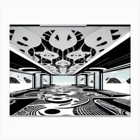 Black And White Image Of A Room Canvas Print