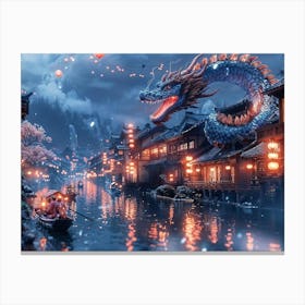 Chinese Dragon In The Water Canvas Print