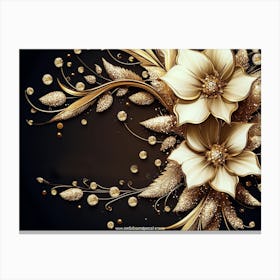 Golden Jewelry Flowers Canvas Print