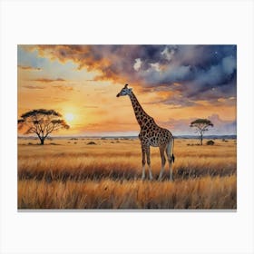 The Majesty of Open Wilderness Sunset Giraffe Canvas Print