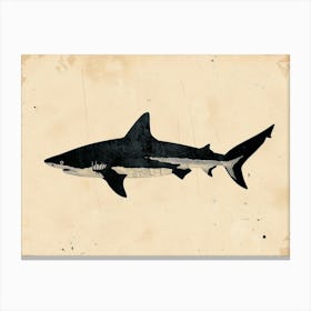 Tiger Shark Grey Silhouette 2 Canvas Print