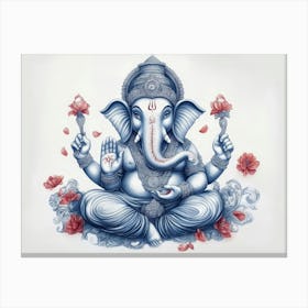 3d Pencil Sketch Drawing Of Indian God Ganesh Canvas Print