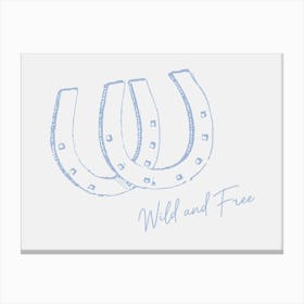 Horseshoe Wild And Free Light Blue Canvas Print