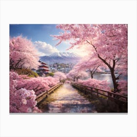 Sakura and Fuji: A Springtime Stroll in Japan Canvas Print