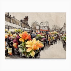 Columbia Road Flower Market Cloudy Day Canvas Print