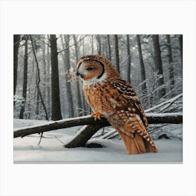 Owl In The Snow Canvas Print