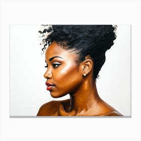 Side Profile Of Beautiful Woman Oil Painting 191 Canvas Print