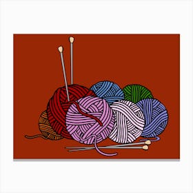 Knitting Balls And Needles Canvas Print