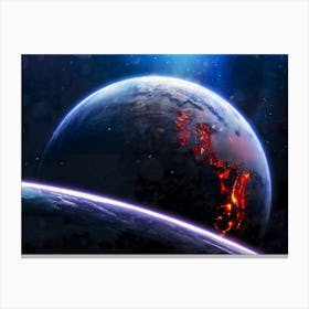 Planet explosion. Apocalypse in space #4 — space poster, space photo art, collage Canvas Print