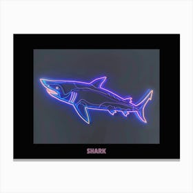 Neon Pink Sign Inspired Shark Poster 7 Canvas Print