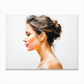 Side Profile Of Beautiful Woman Oil Painting 97 Canvas Print