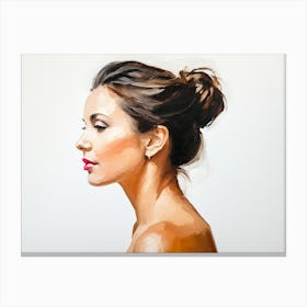 Side Profile Of Beautiful Woman Oil Painting 57 Canvas Print