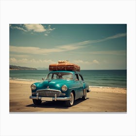 Vintage Car On The Beach 2 Canvas Print