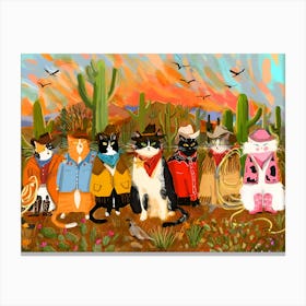 Cowboy Cats Canvas Print