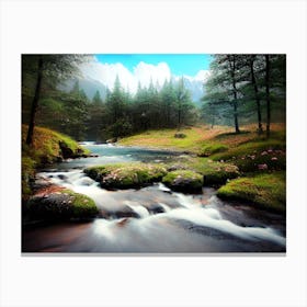 Stream In The Forest 9 Canvas Print